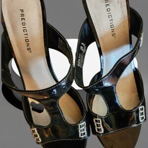 Predictions Black Sandals with Glossy Finish and Slingback Design